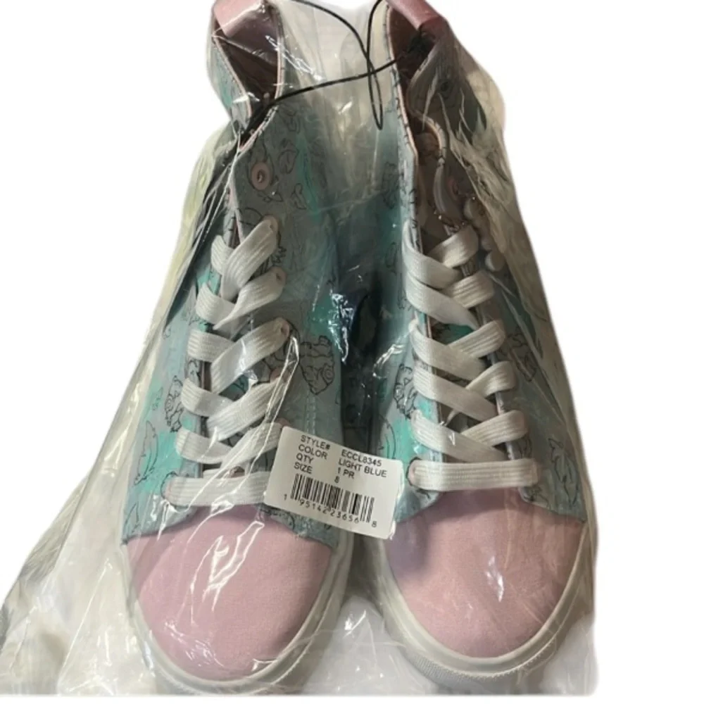 🆕 Disney Stitch High-Top Sneakers From Lilo and Stitch Pink Gray Blue Size 8